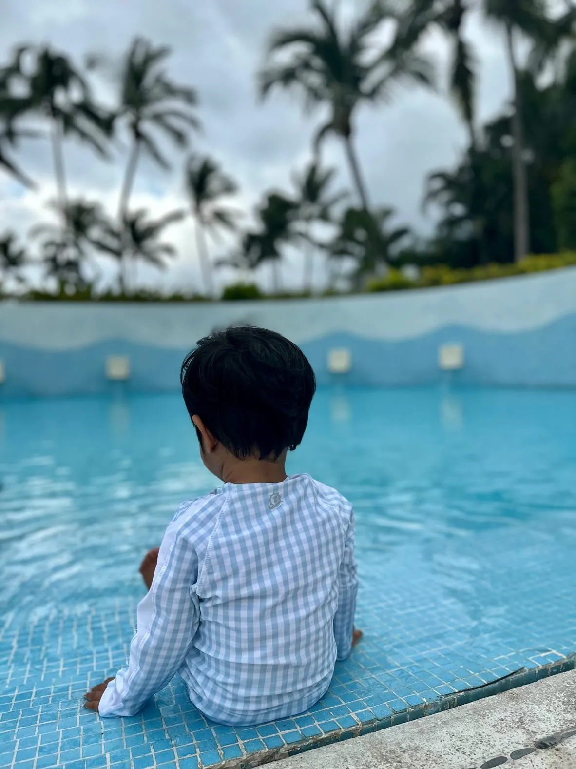 Sunsuit - Long Sleeve Romper Swimsuit | "Blue Gingham"