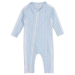 Sunsuit - Long Sleeve Romper Swimsuit | "Blue Gingham"