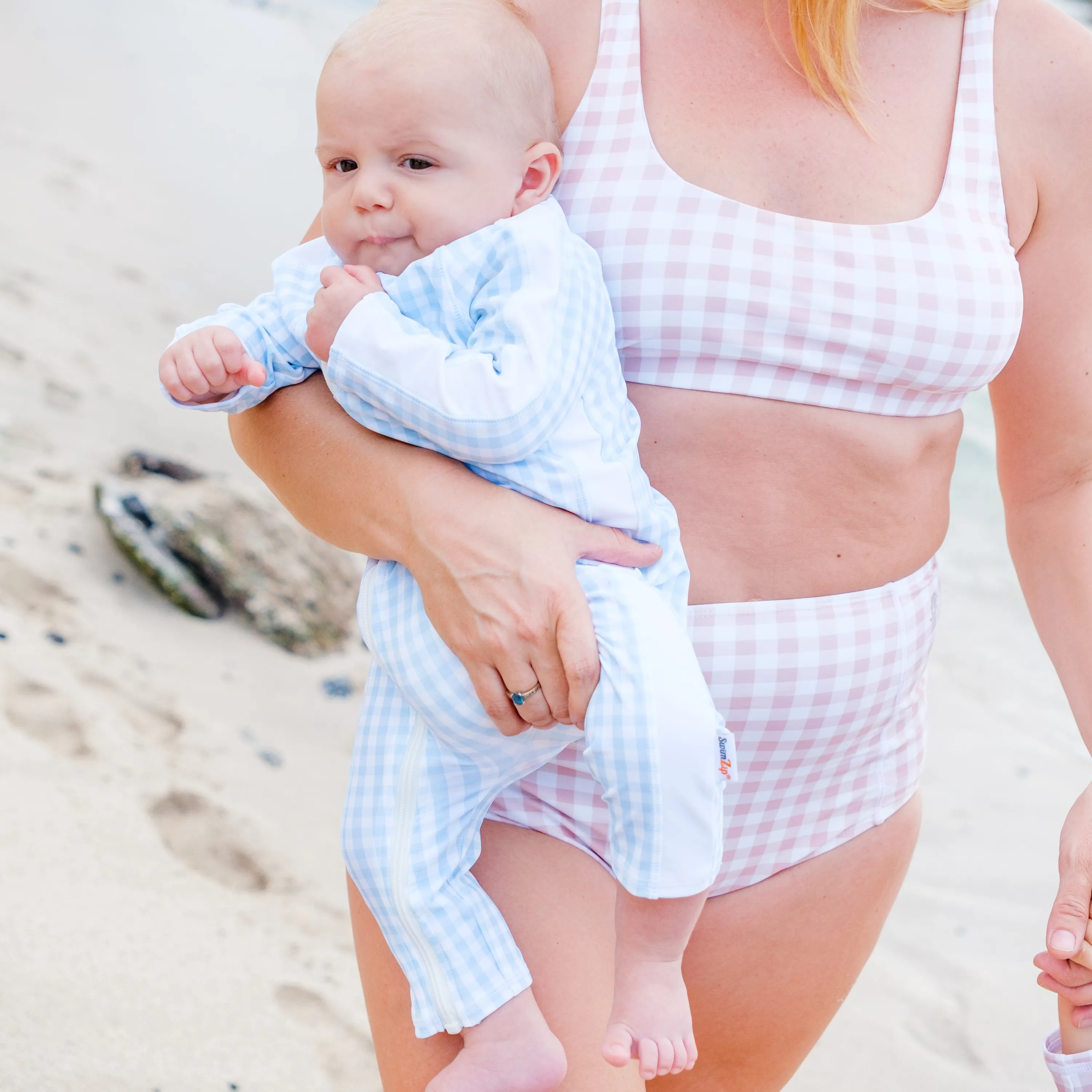 Sunsuit - Long Sleeve Romper Swimsuit | "Blue Gingham"