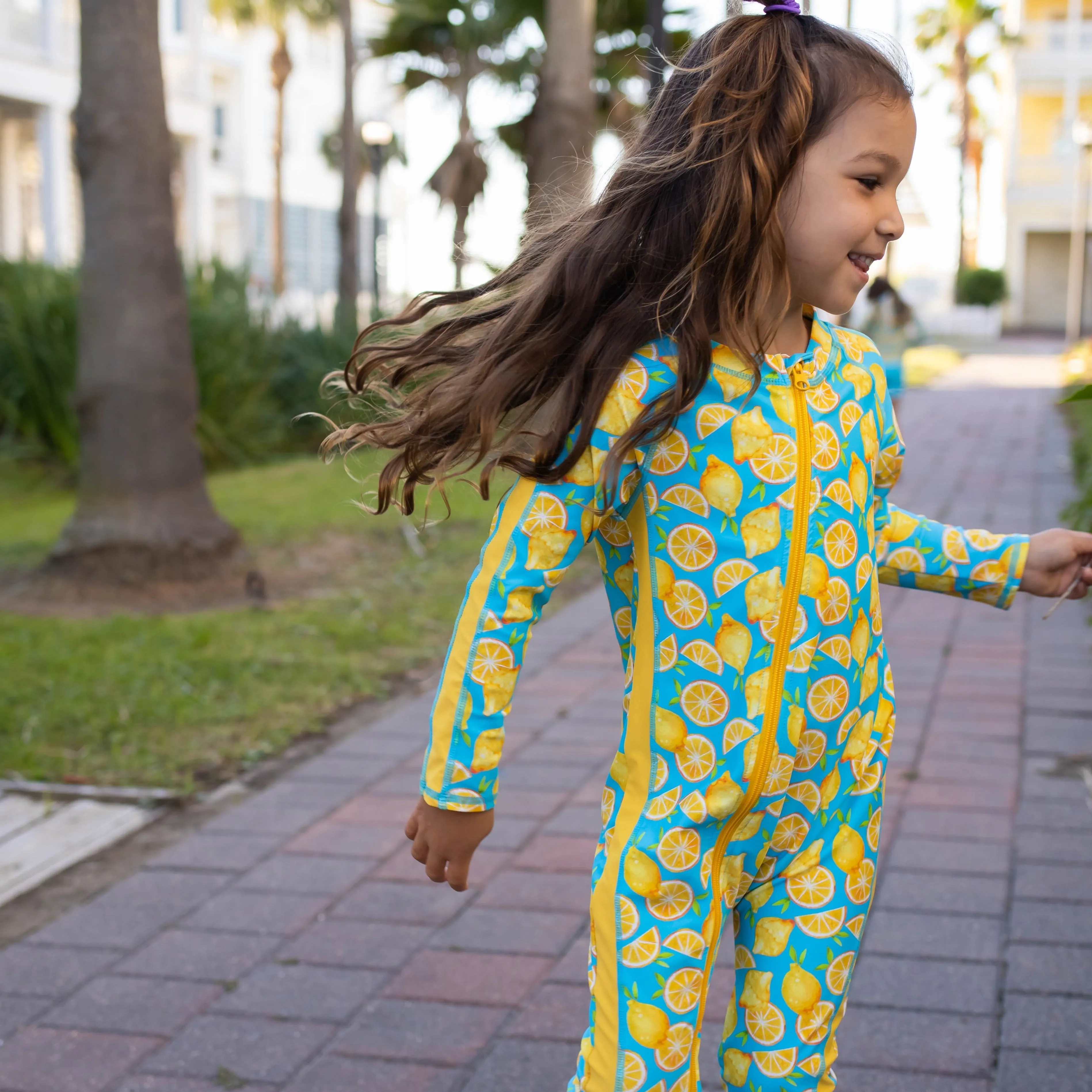 Sunsuit - Long Sleeve Romper Swimsuit | "Lemons"