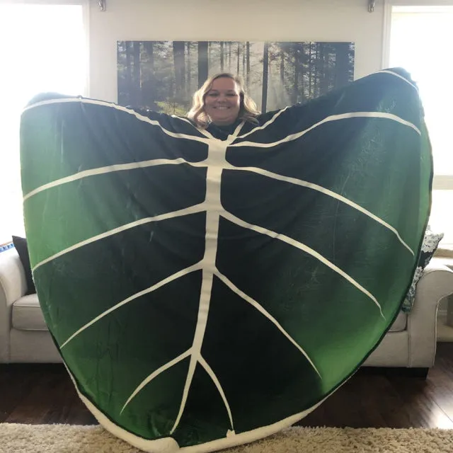 Super Soft Philodendron Gloriosum Printed Green Leaves Giant Blanket Fleece Cozy Leaf Blanket | Brodtica.com