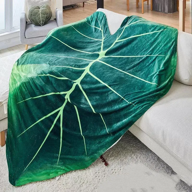 Super Soft Philodendron Gloriosum Printed Green Leaves Giant Blanket Fleece Cozy Leaf Blanket | Brodtica.com