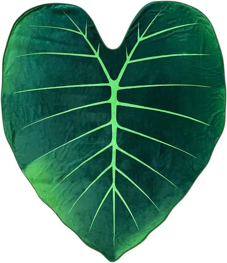 Super Soft Philodendron Gloriosum Printed Green Leaves Giant Blanket Fleece Cozy Leaf Blanket | Brodtica.com