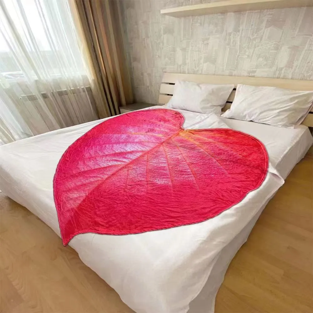 Super Soft Philodendron Gloriosum Printed Green Leaves Giant Blanket Fleece Cozy Leaf Blanket | Brodtica.com