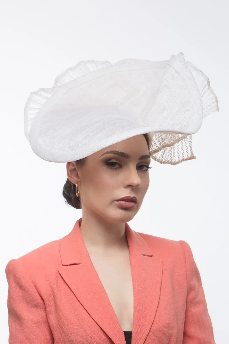 Sweeping White Platter Hat