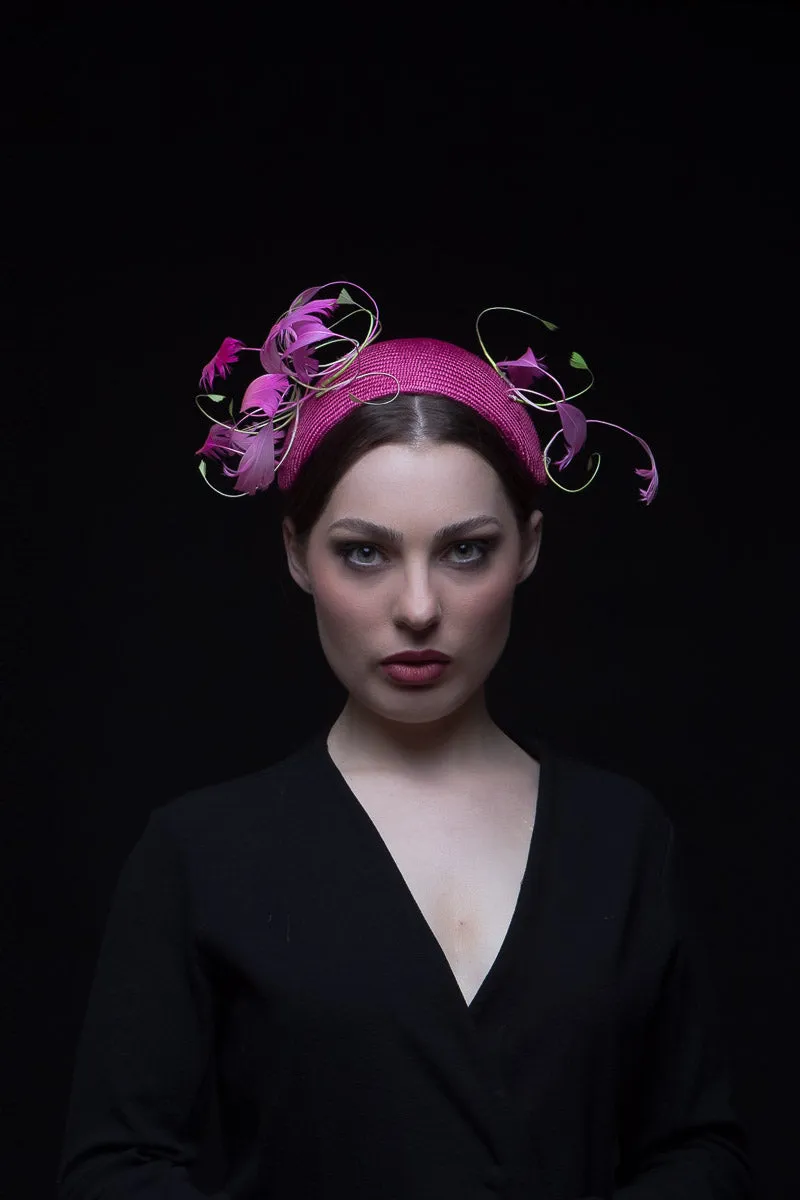 Swirling Feather Headband in Pink