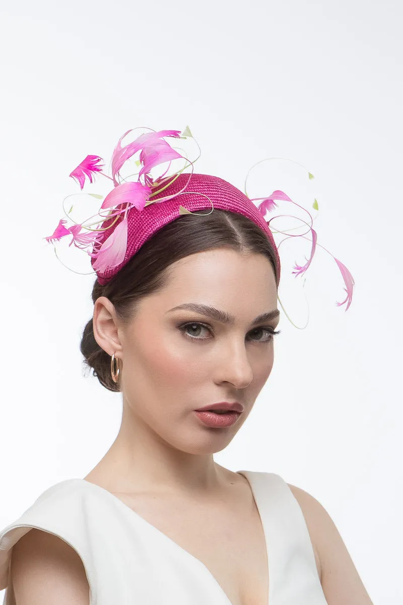 Swirling Feather Headband in Pink