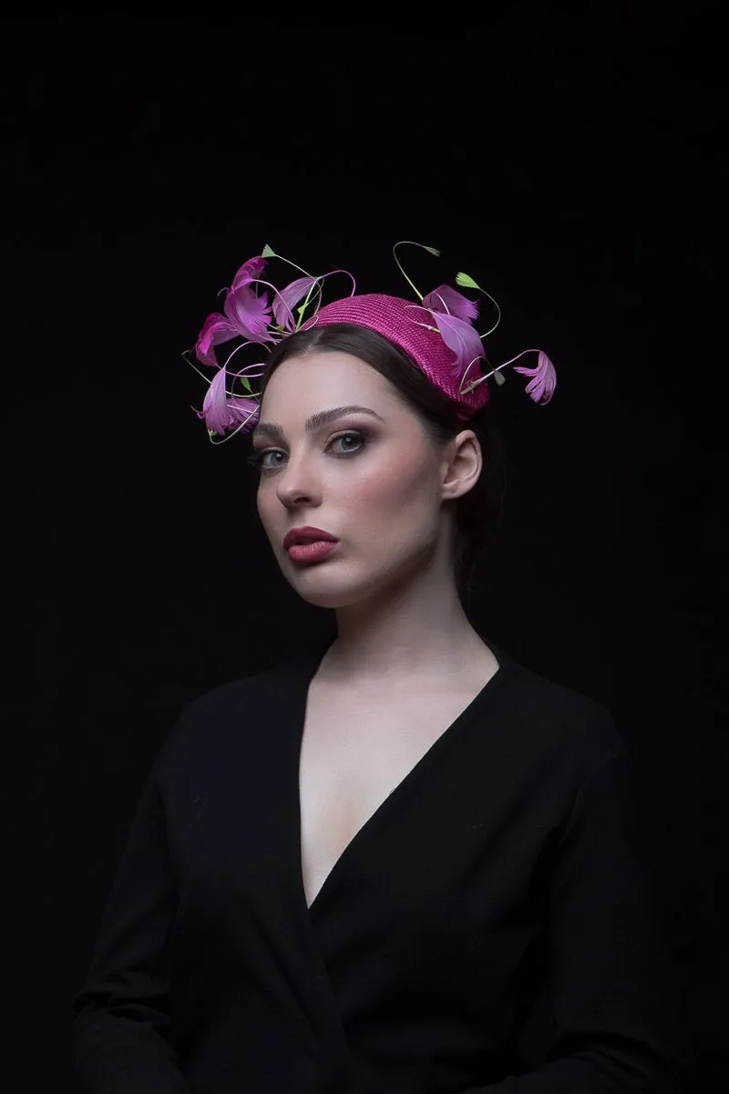 Swirling Feather Headband in Pink