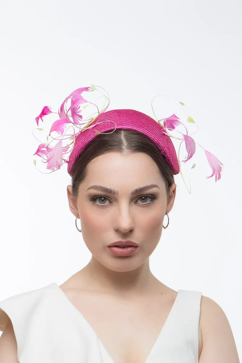 Swirling Feather Headband in Pink