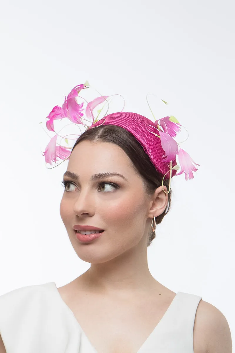 Swirling Feather Headband in Pink