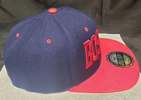Teagan -- Snapback Boston Baseball Cap -- Navy Blue/Red