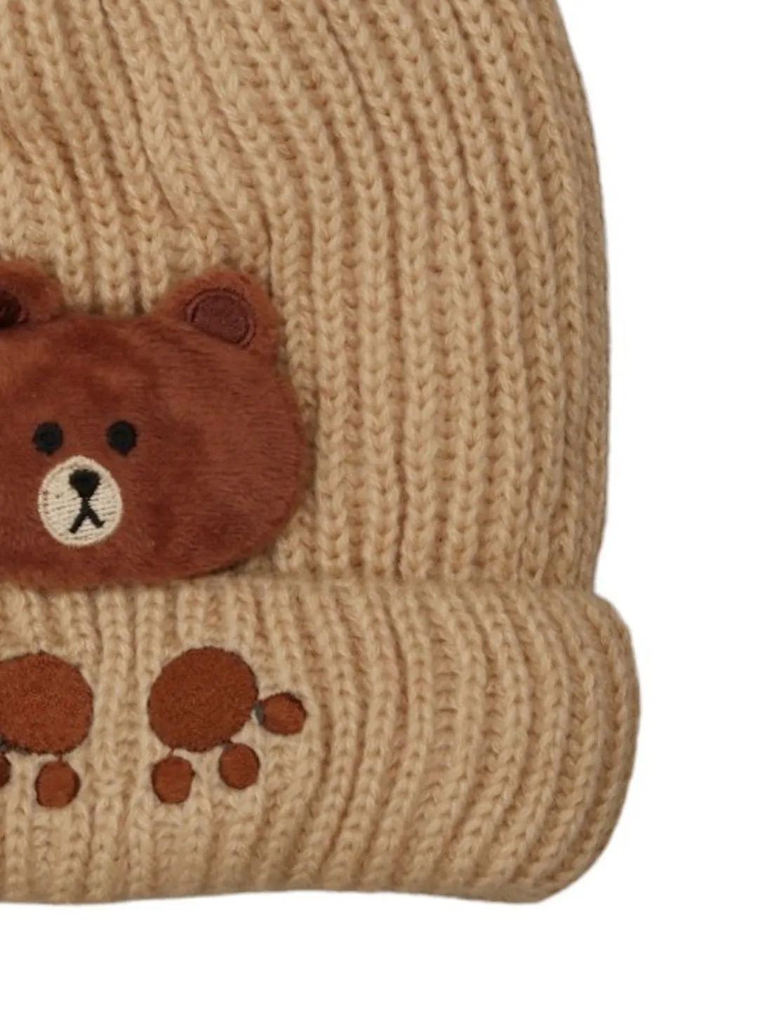 Teddy Applique Hat with Pompom for Boys | Cozy & Stylish Winter Wear