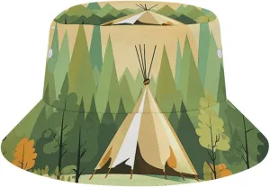Teepee Bucket Hat for Men Women,Packable Reversible Printed Sun Hats Summer Travel Hiking Beach Caps Double-Side-Wear