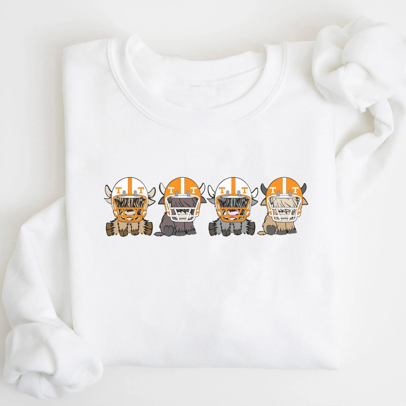 Tennessee Volunteers Football Highland Cow Football Team Football Lovers Gift Unisex Crewneck Hoodie Sweatshirt