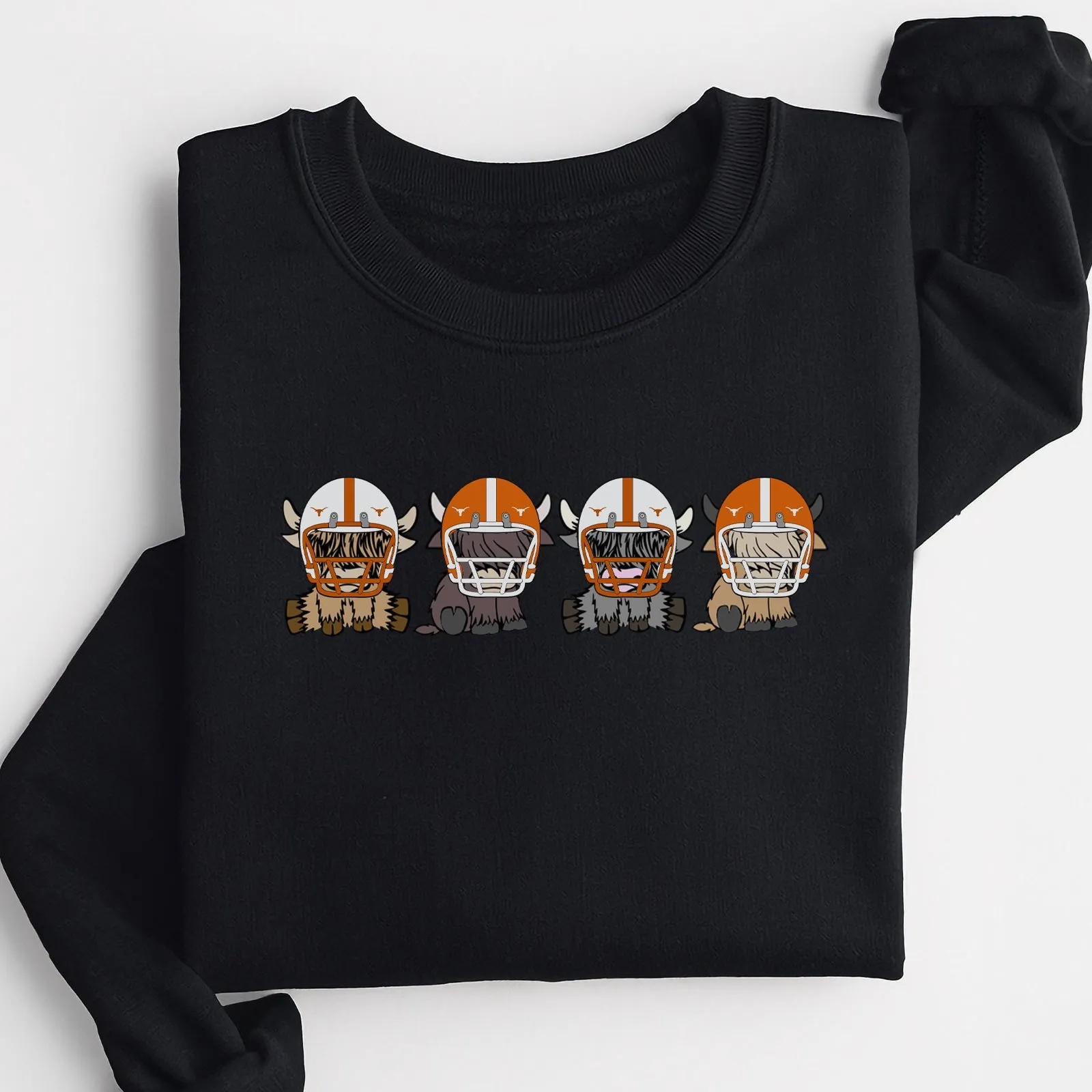 Texas Longhorns Football Highland Cow Football Team Football Lovers Gift Unisex Crewneck Hoodie Sweatshirt
