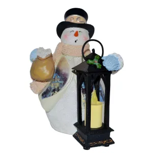 The Bradford Exchange Thomas Kinkade Let It Snow Warm Wishes Tabletop Centerpiece Lighted Snowman Flameless Candle 7 Inches