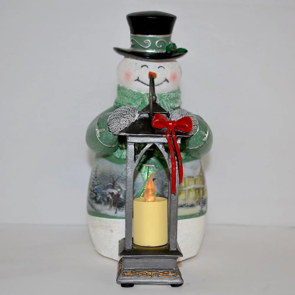 The Bradford Exchange Thomas Kinkade Warm Welcome Snowman Candle Issue #5 Lighted Musical Snowman Lantern Warm Wishes Tabletop Centerpiece Collection 7-inches
