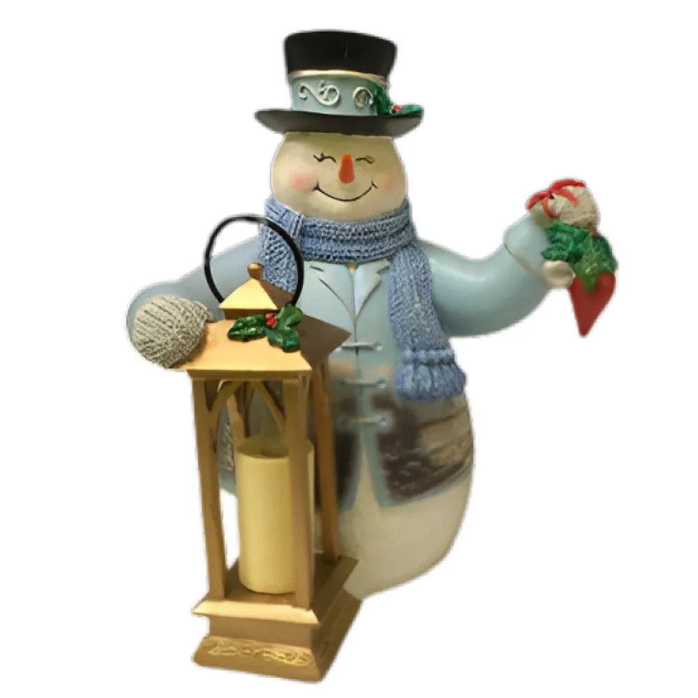 The Bradford Exchange Warm Wishes Tabletop Centerpiece Collection Issue #6 Deck The Halls Lighted Musical Snowman Lantern Tabletop Centerpiece Collection Christmas Decoration by Thomas Kinkade 7-inches