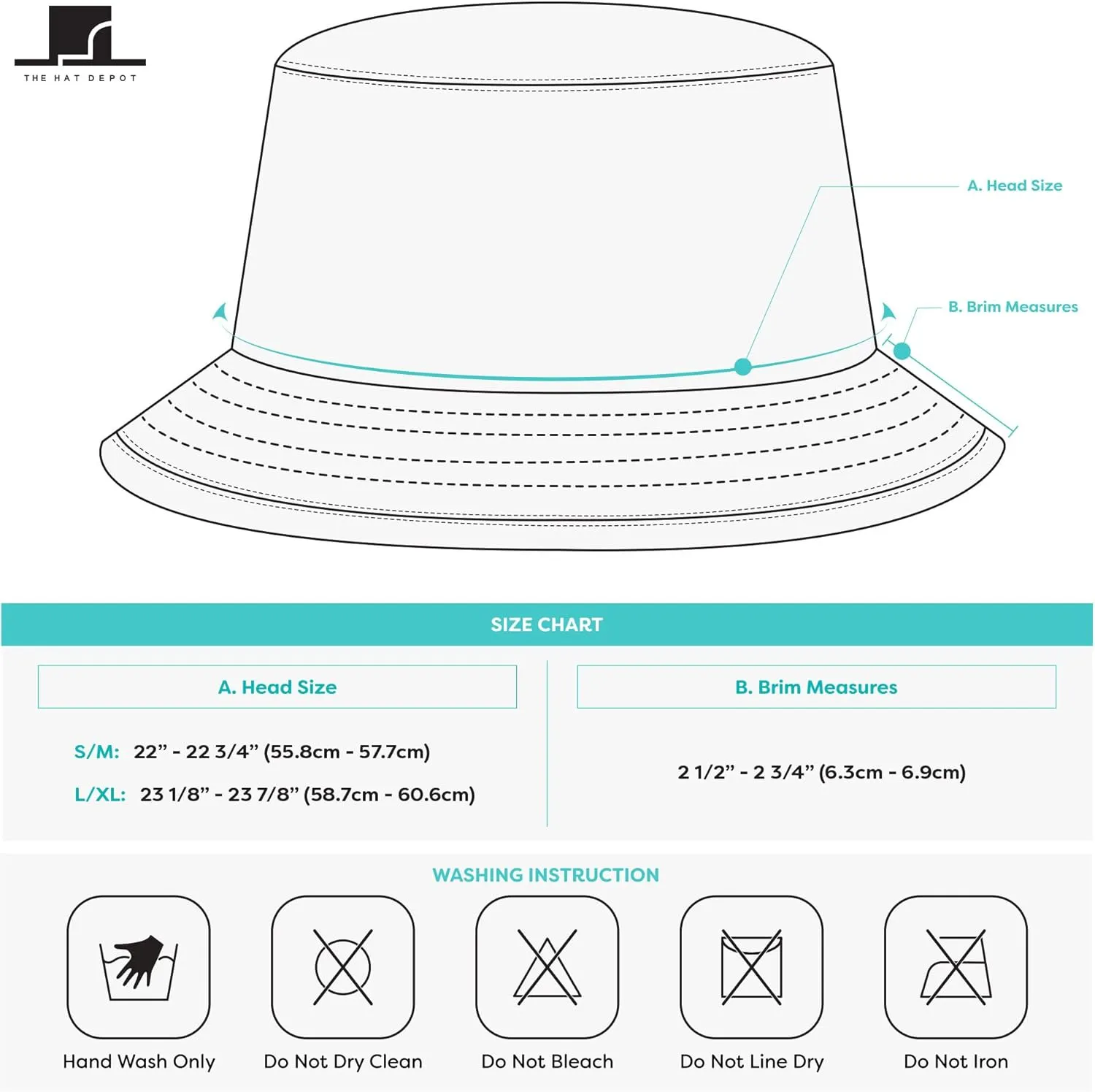 The Hat Depot Bucket Sun Hat 100% Cotton Long Brim and Deeper & Round Top Tennis Packable Summer Fashion Outdoor Hat