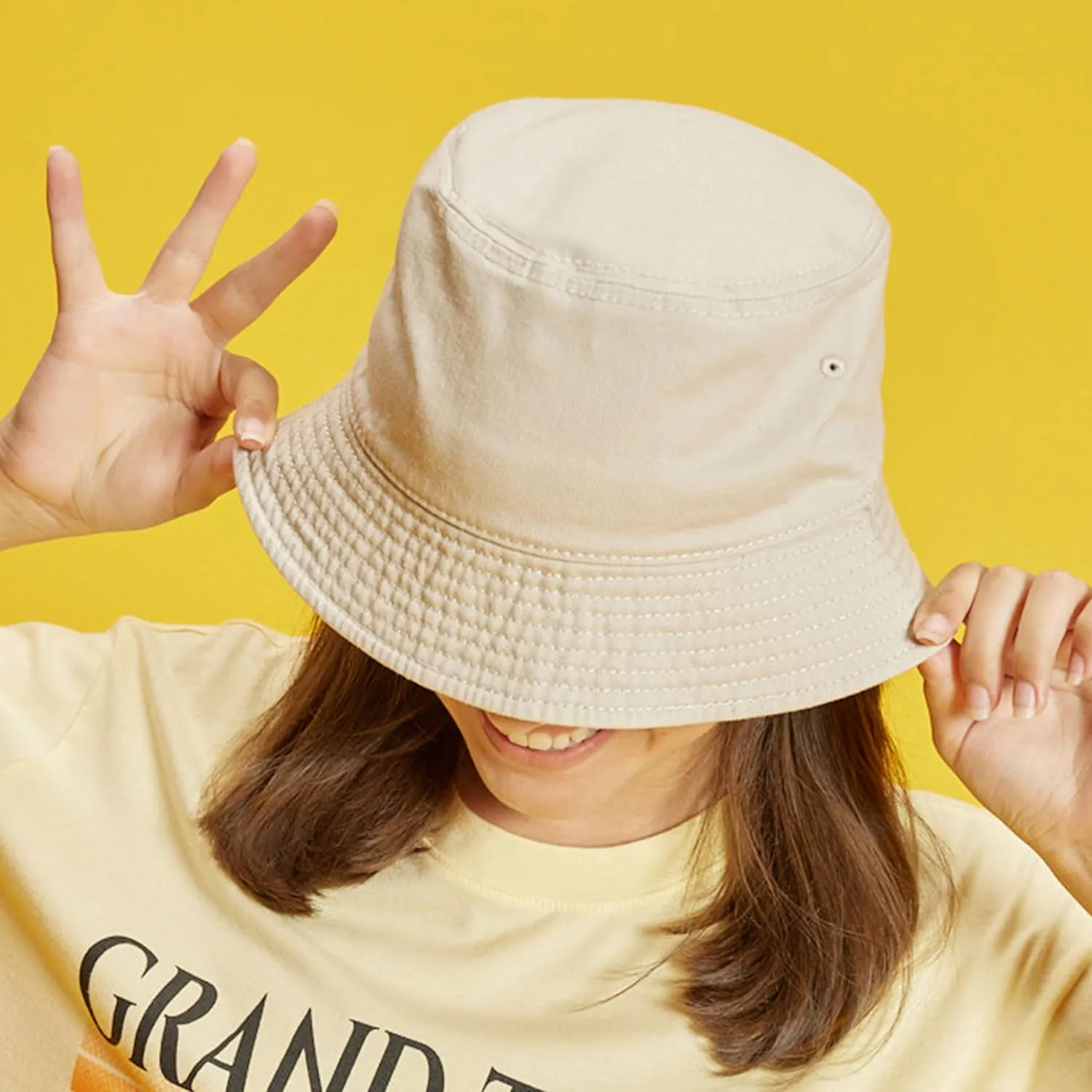 The Hat Depot Bucket Sun Hat 100% Cotton Long Brim and Deeper & Round Top Tennis Packable Summer Fashion Outdoor Hat
