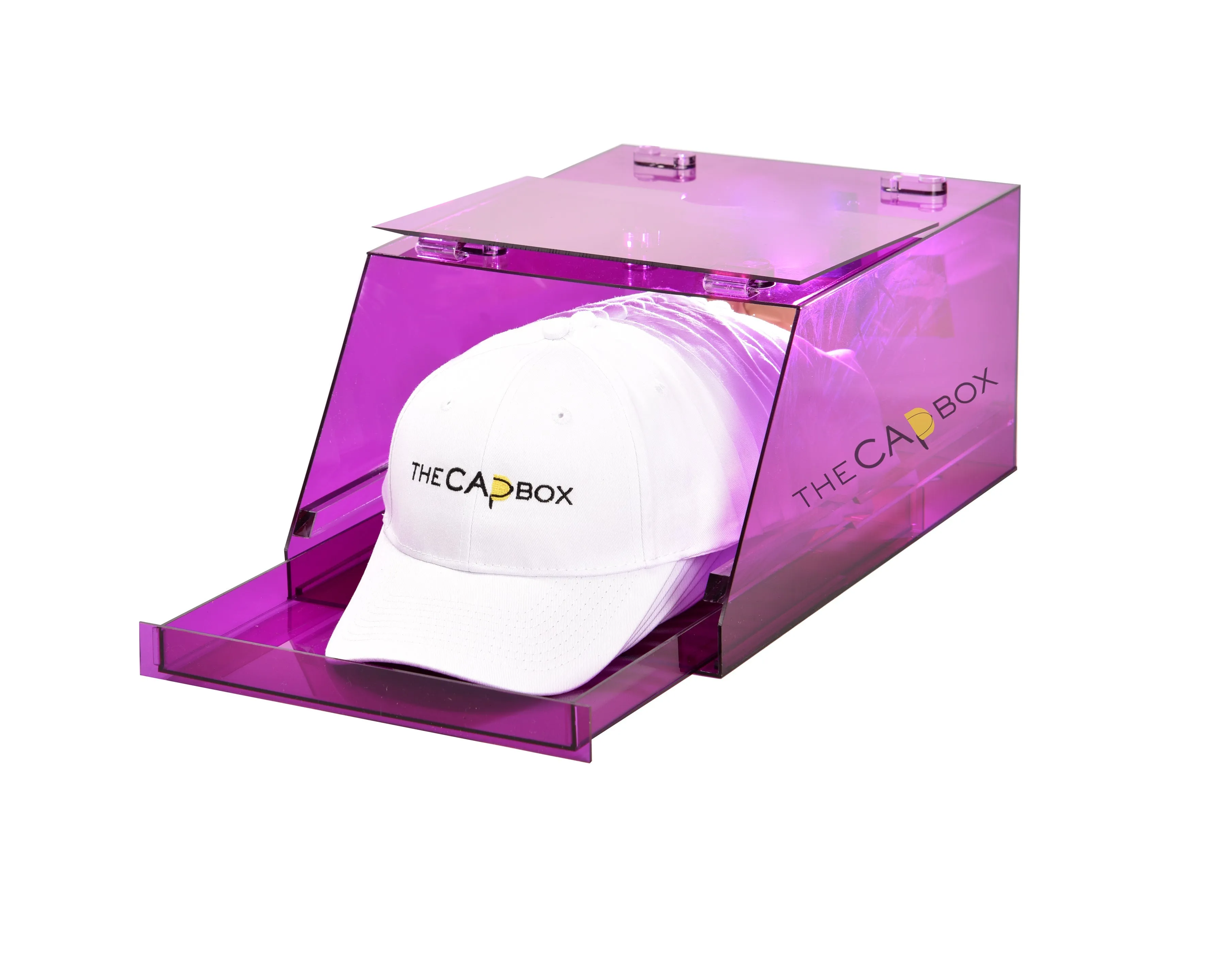 The L.A. Purple Glasshouse CapBox Transparent Hat Rack Stackable Baseball Cap Storage