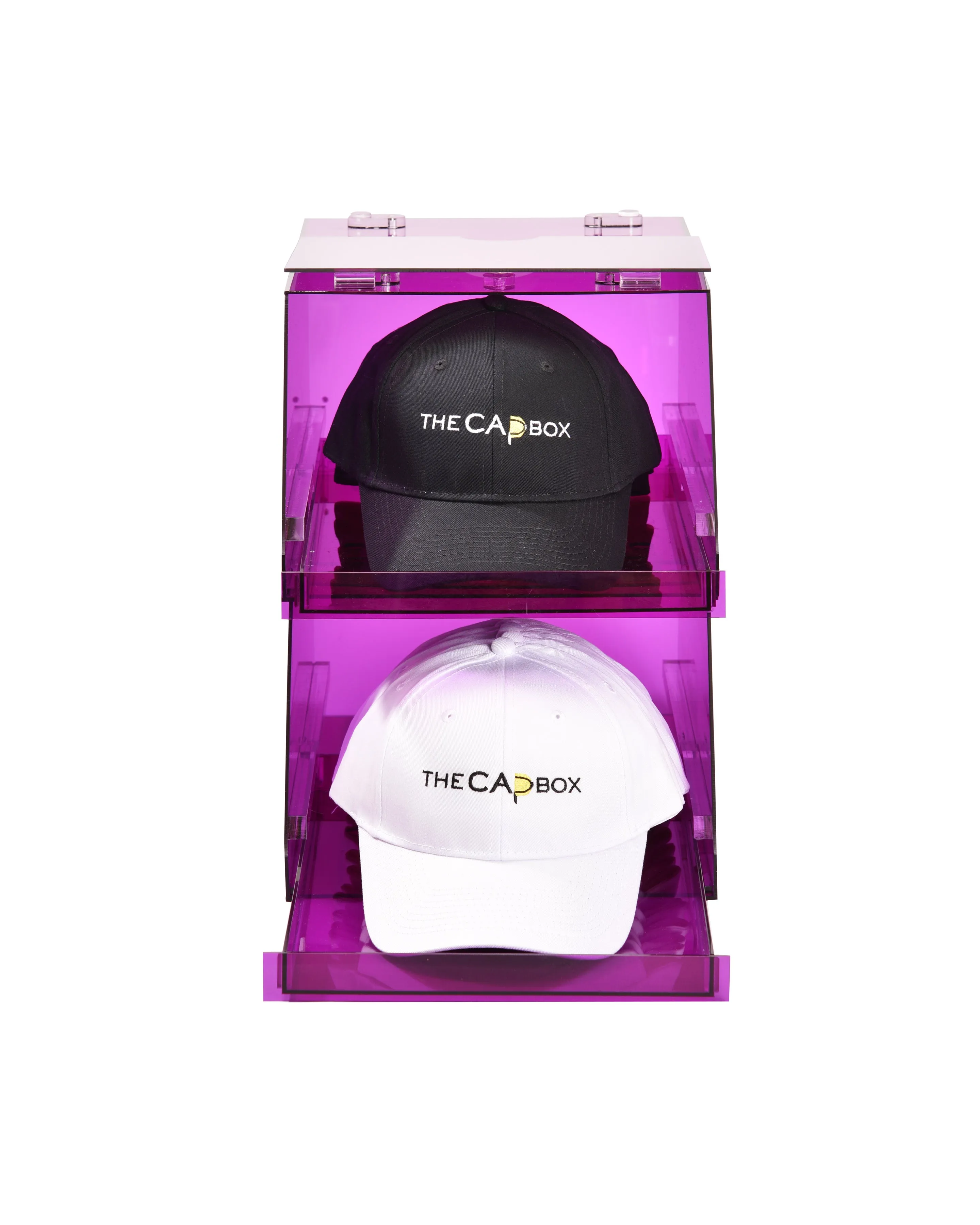 The L.A. Purple Glasshouse CapBox Transparent Hat Rack Stackable Baseball Cap Storage