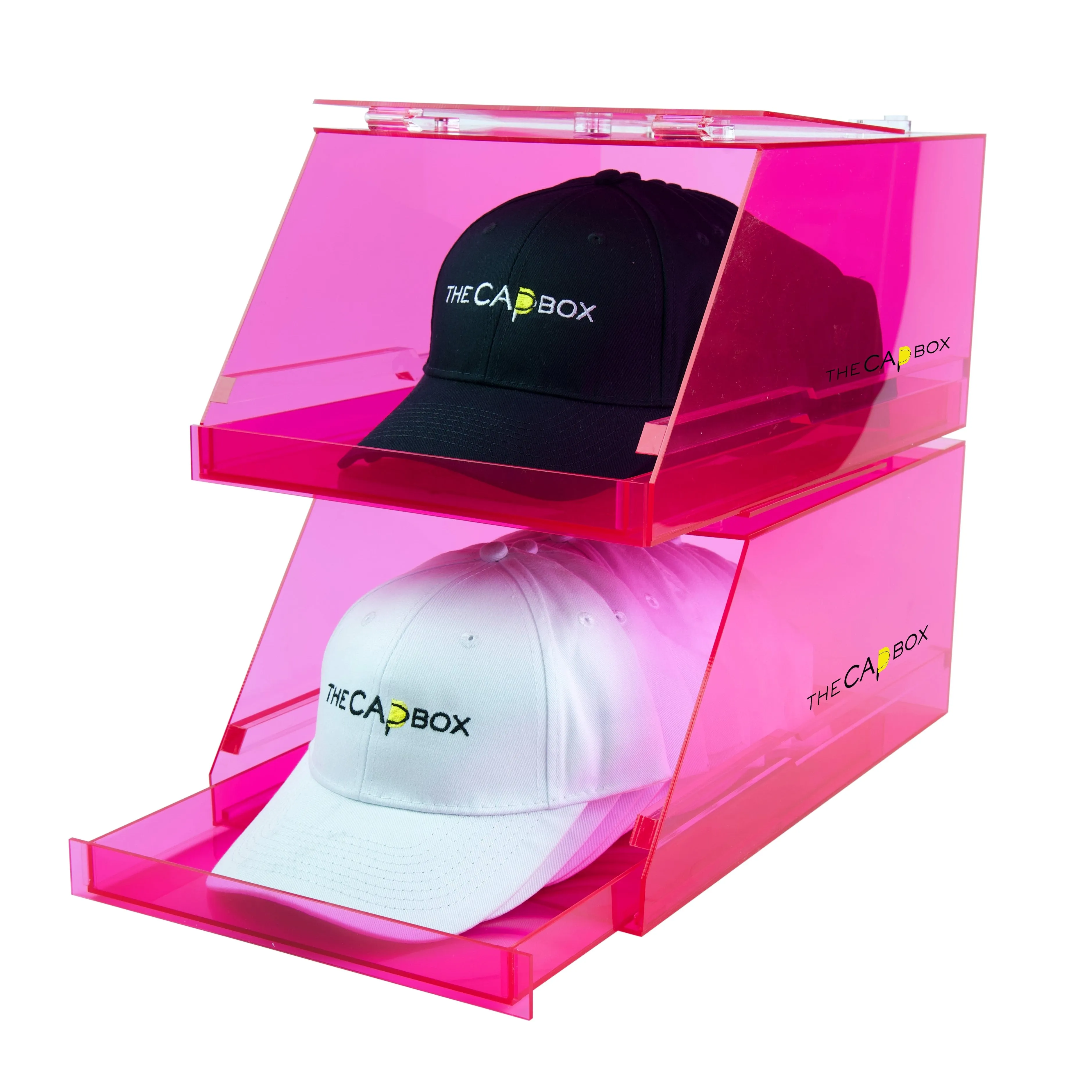 The Pink Glasshouse CapBox Transparent Hat Rack Stackable Baseball Cap Storage
