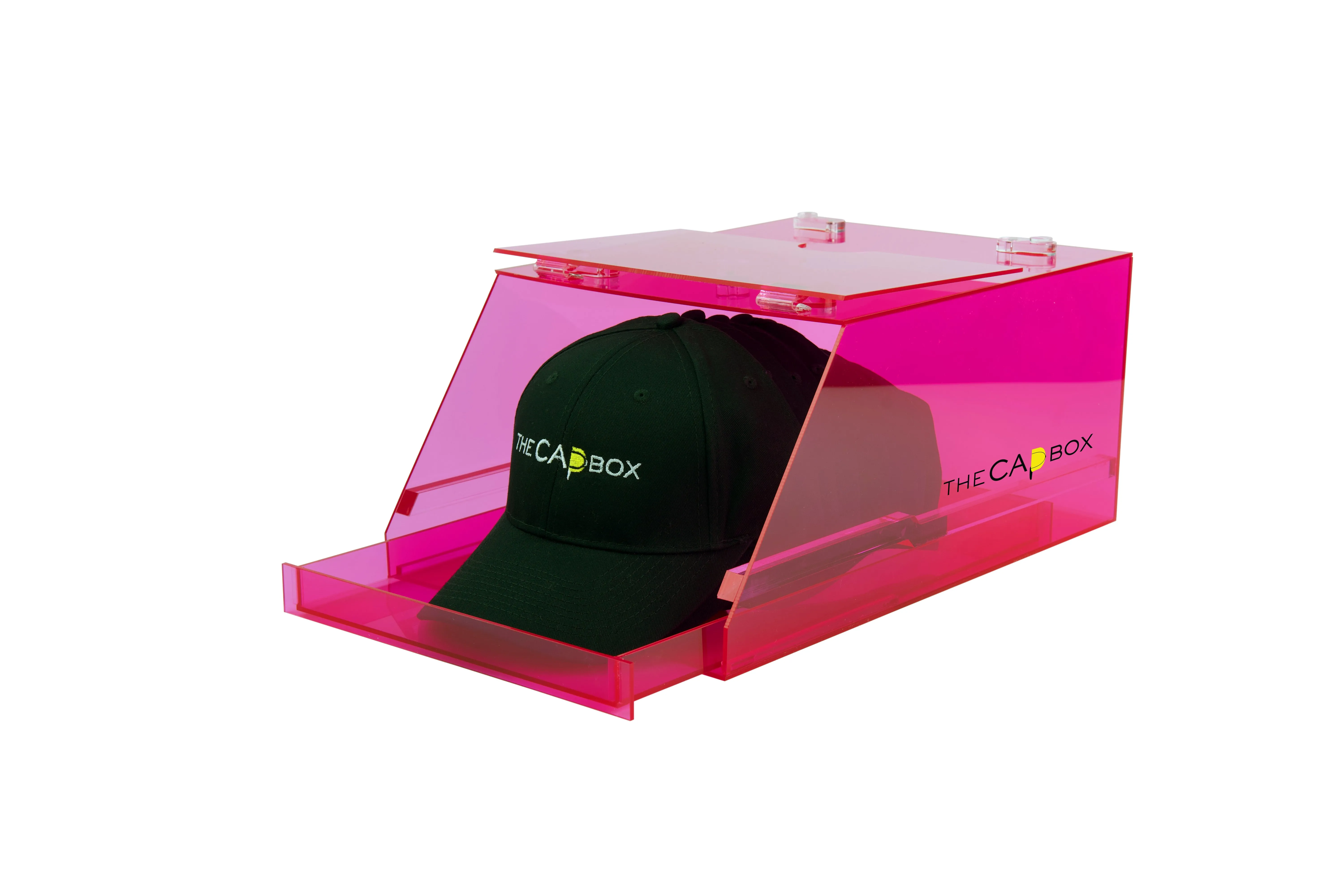 The Pink Glasshouse CapBox Transparent Hat Rack Stackable Baseball Cap Storage