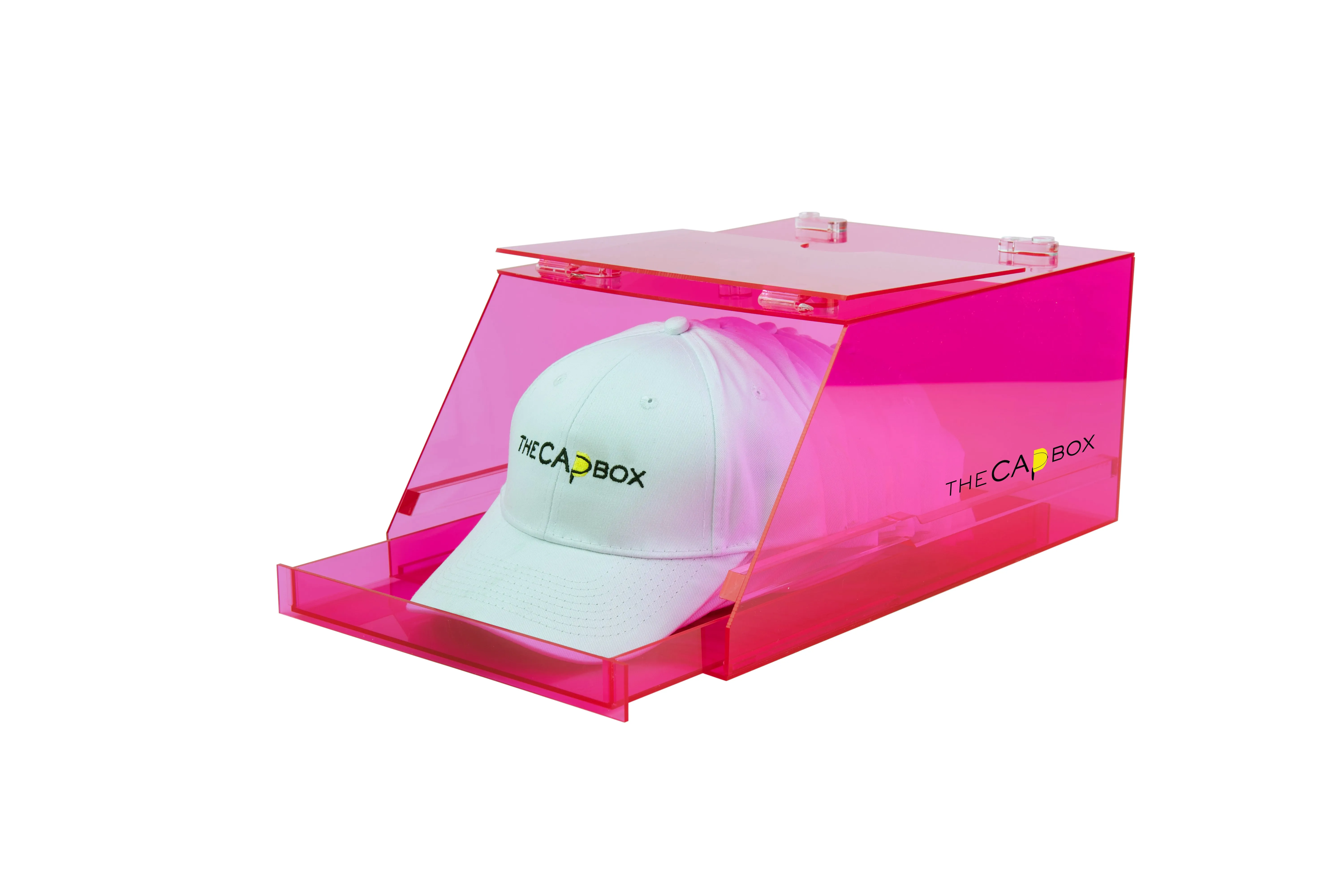 The Pink Glasshouse CapBox Transparent Hat Rack Stackable Baseball Cap Storage
