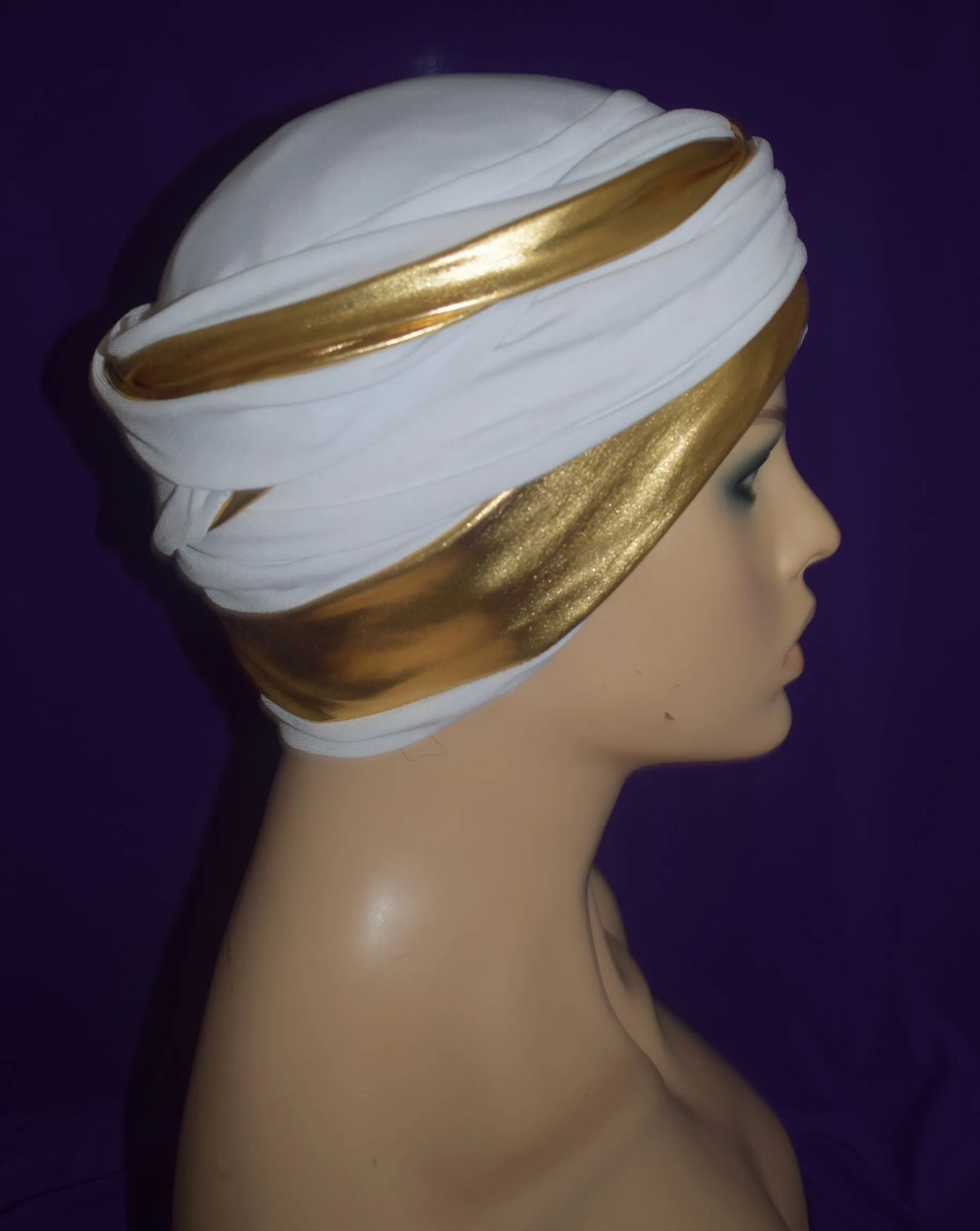 The Queen White n Gold EZ PZ Turban