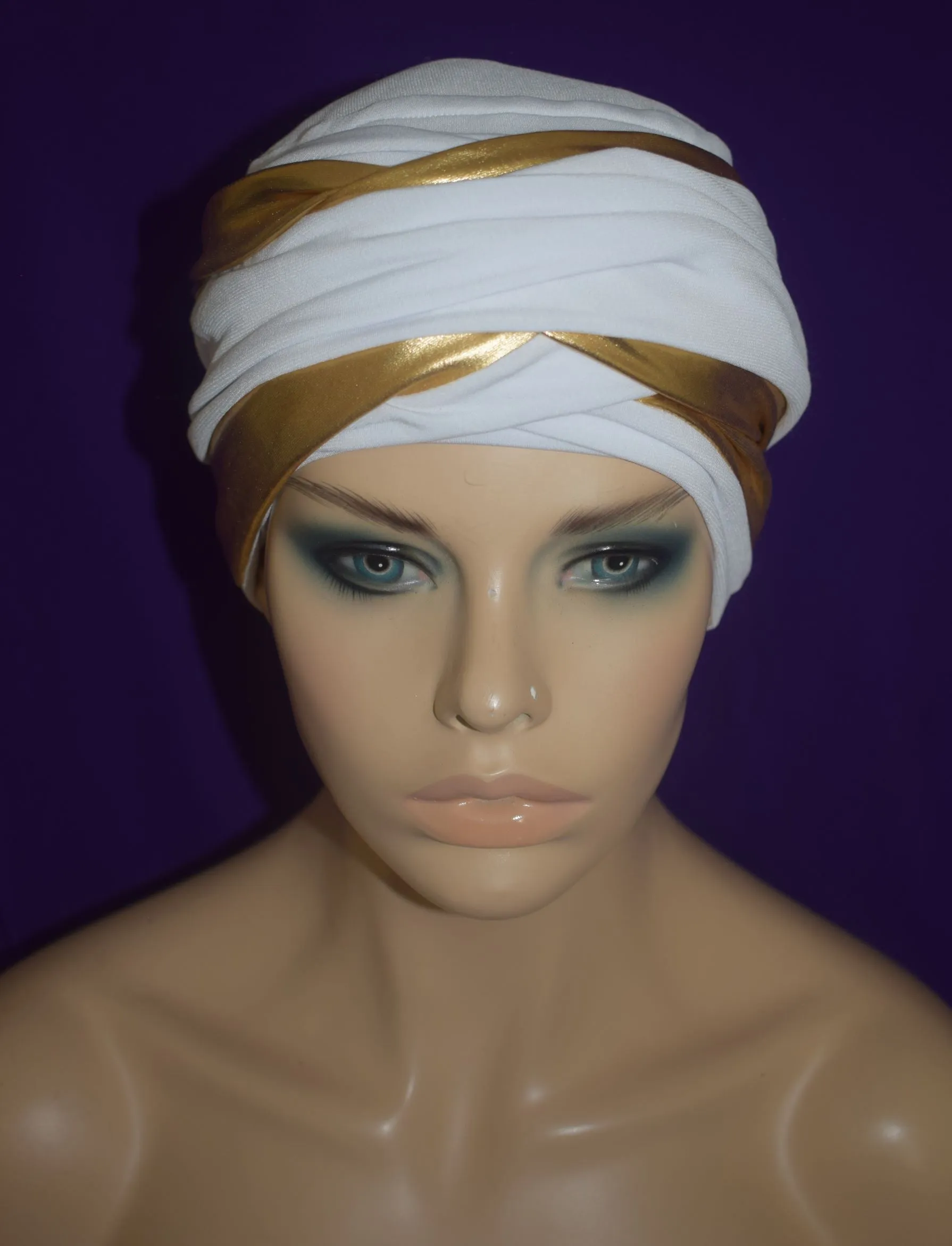 The Queen White n Gold EZ PZ Turban