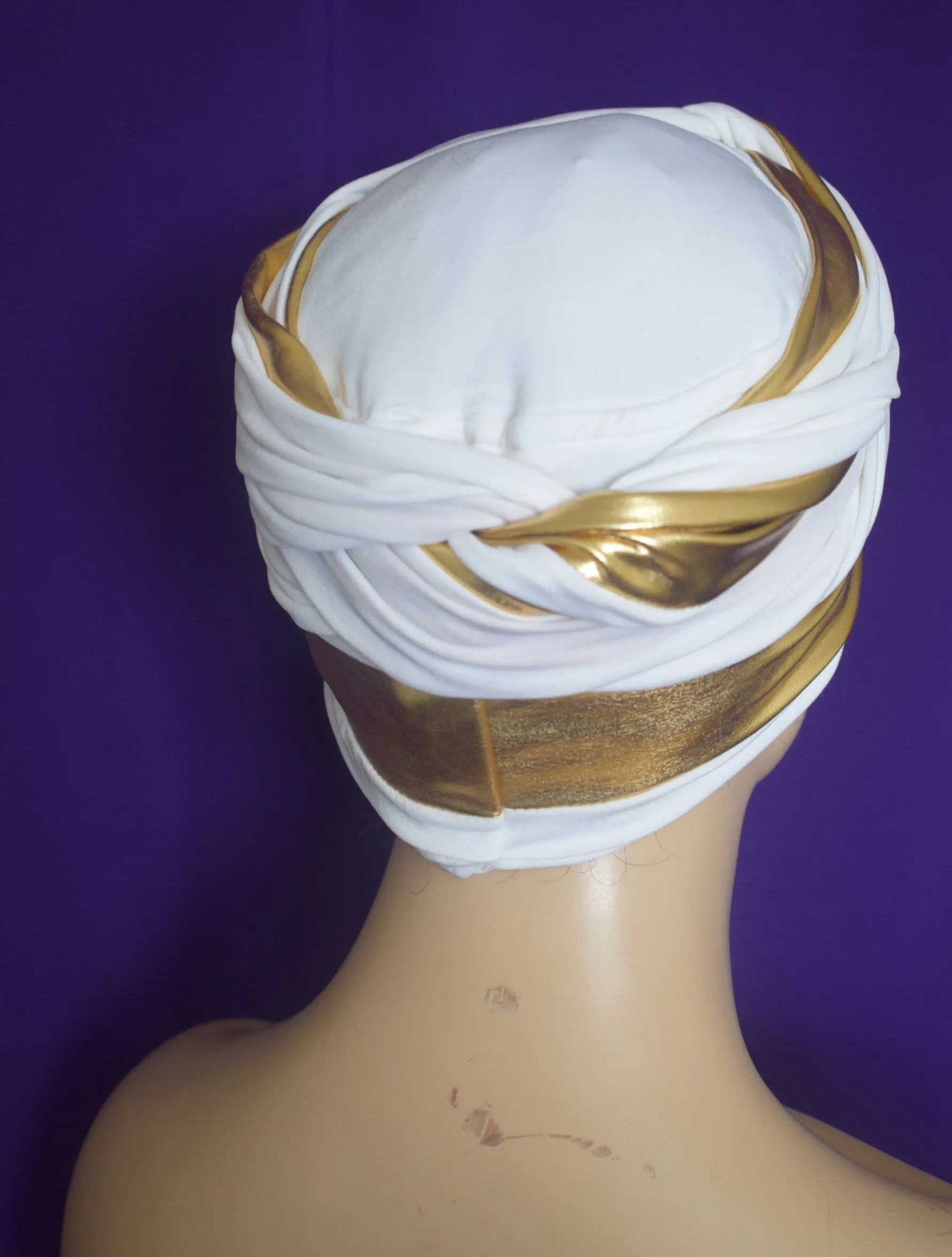 The Queen White n Gold EZ PZ Turban