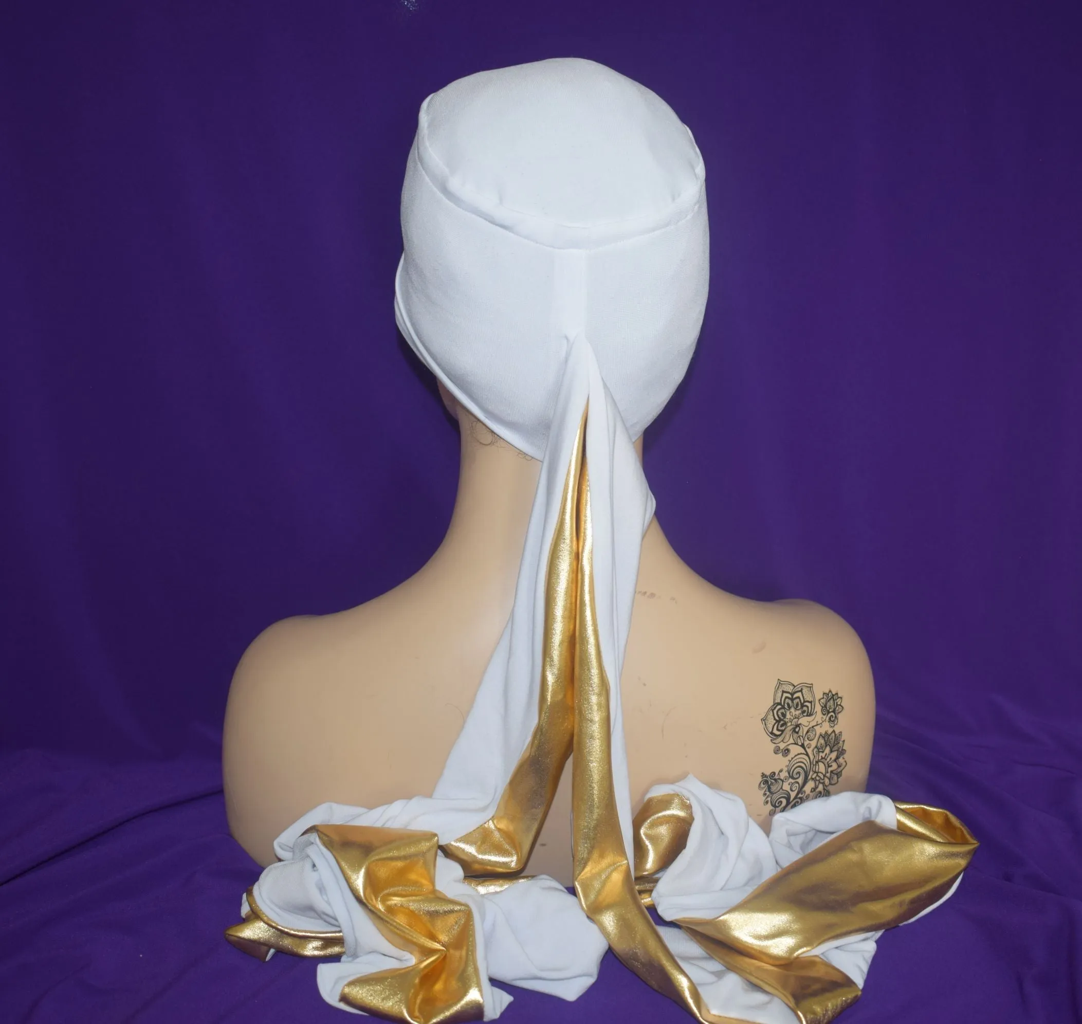 The Queen White n Gold EZ PZ Turban