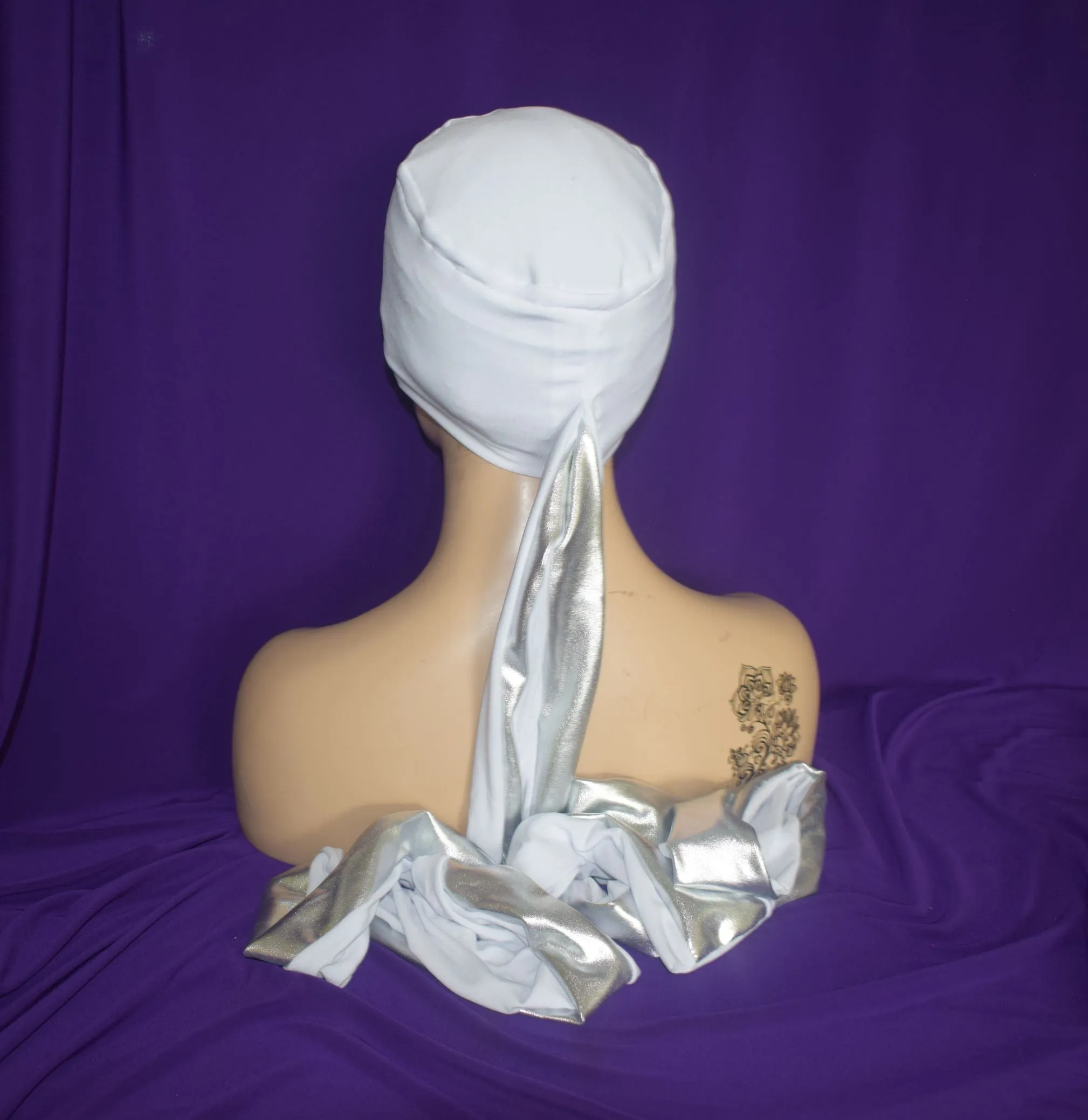 The Queen White n Silver EZ PZ Turban
