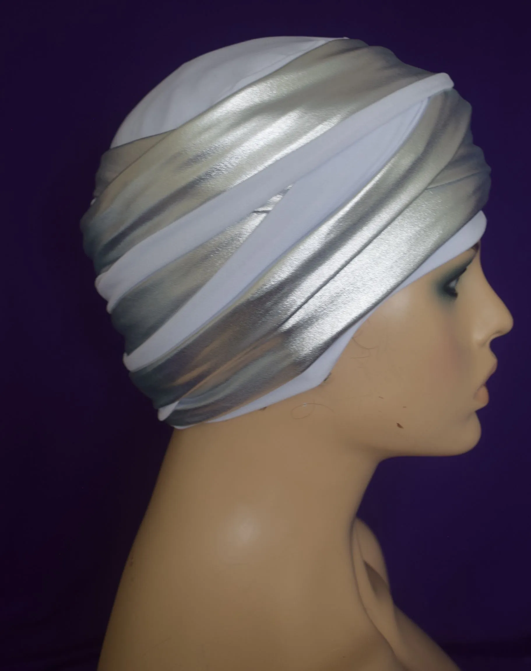 The Queen White n Silver EZ PZ Turban