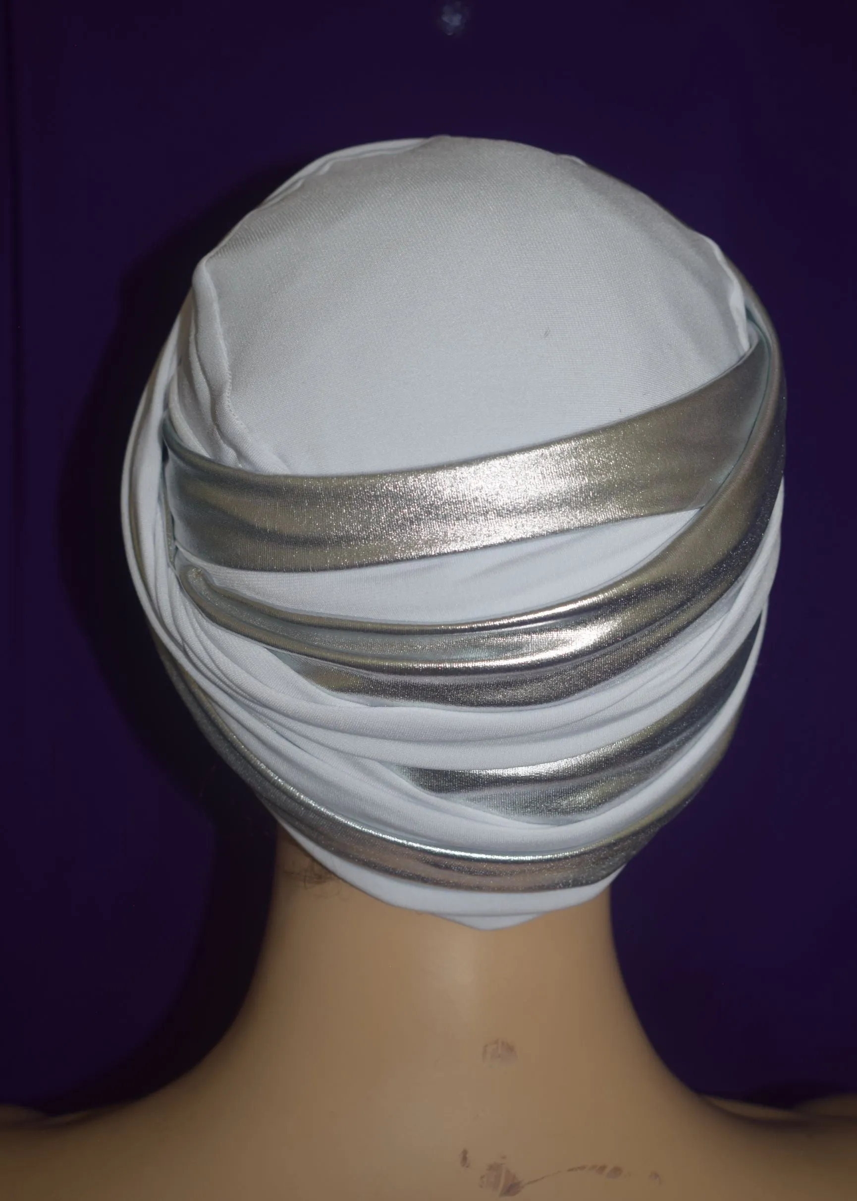 The Queen White n Silver EZ PZ Turban