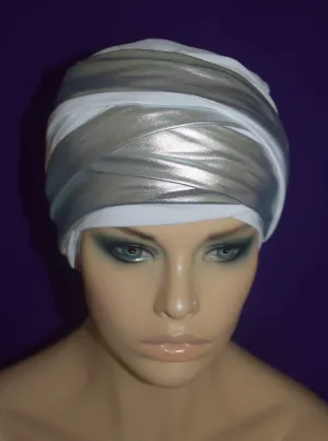 The Queen White n Silver EZ PZ Turban