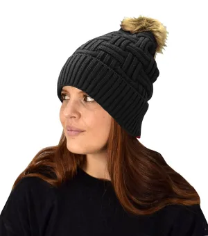 Thick Knitted Double Layer Unisex Fleece Lined Winter Beanie Hat