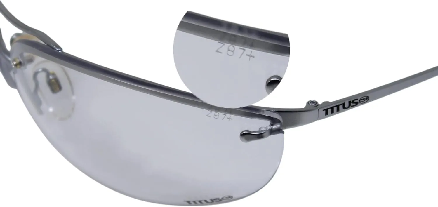 TITUS G99 Premium Wrap Around Metal Frame Z87.1 & Z87  Safety Glasses with Integrated Side Shield