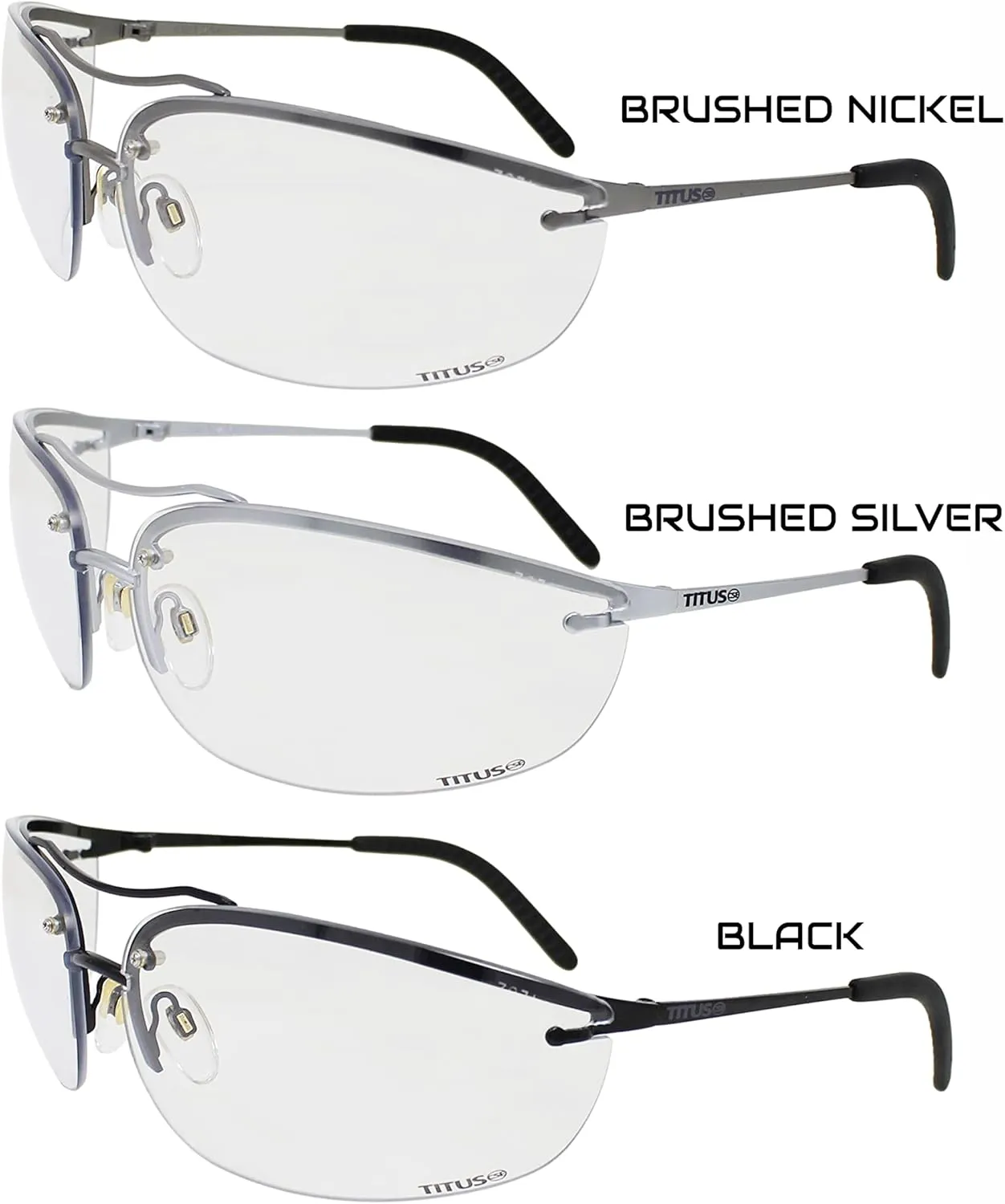 TITUS G99 Premium Wrap Around Metal Frame Z87.1 & Z87  Safety Glasses with Integrated Side Shield