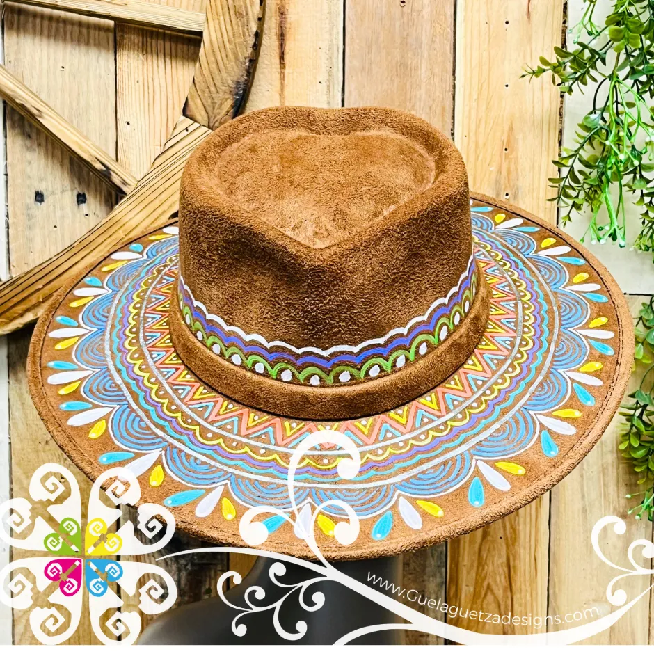 Tobacco Heart Mitla Velvet Hat - Hand Painted Hat