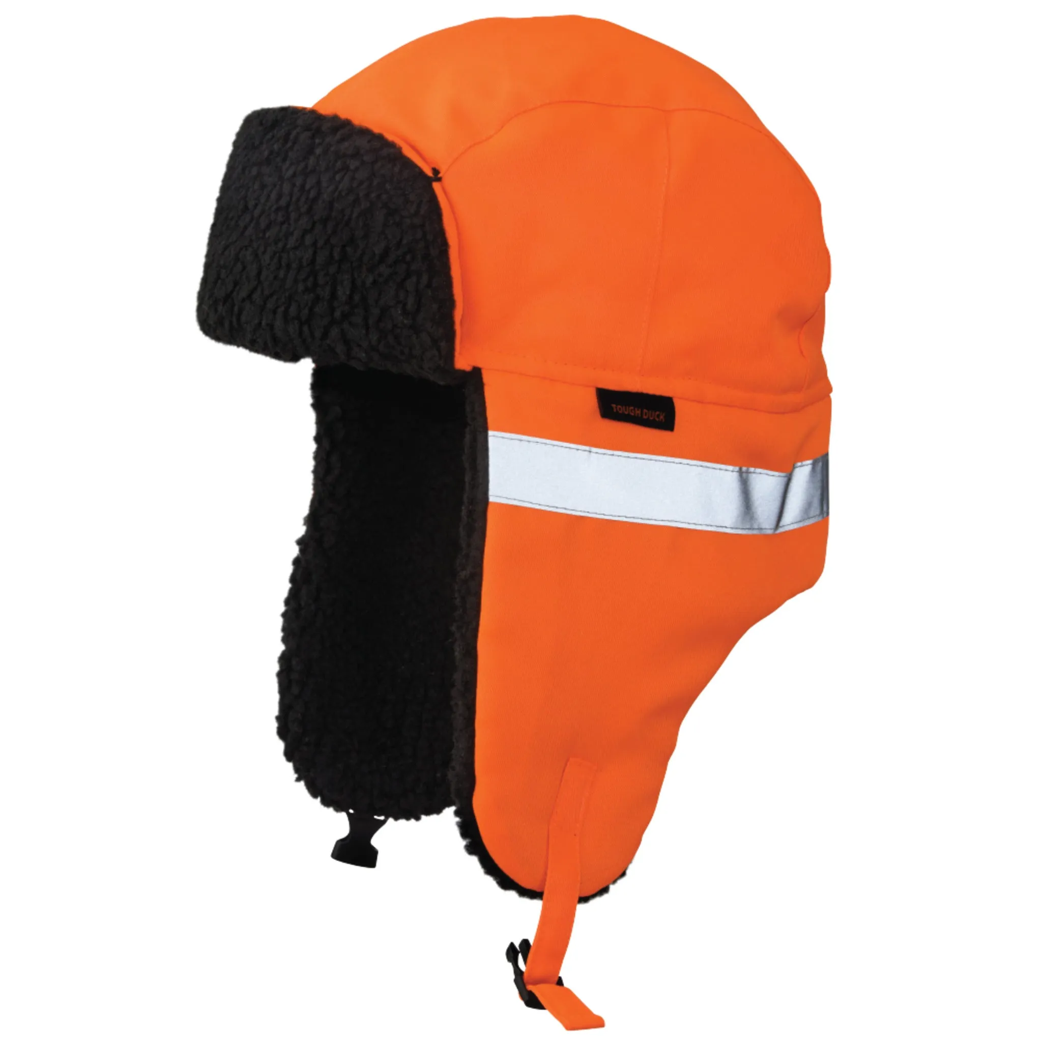Tough Duck Hi Vis Aviator Hat - Poly, 3M Thinsulate, Reflective Tape, Wind Resistant, Sherpa Trim, Adjustable Chin Strap, Superior Warmth, Durable Winter Protection | Sizes M-XL