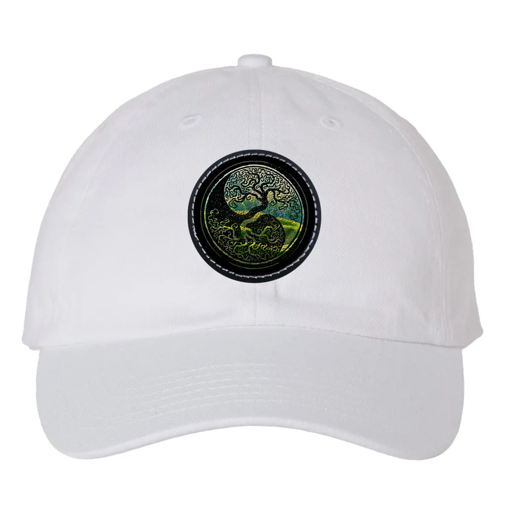 Tree of Life - As above, so below by KTJ Designer Valucap Bio-washed Classic Dad Hat with Round Leather Patch (3 colors)