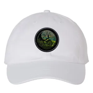 Tree of Life - As above, so below by KTJ Designer Valucap Bio-washed Classic Dad Hat with Round Leather Patch (3 colors)