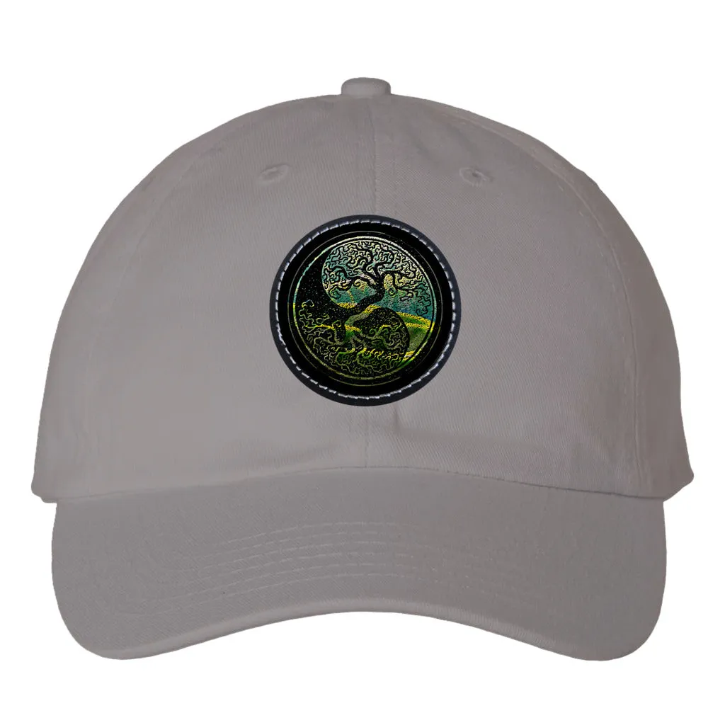 Tree of Life - As above, so below by KTJ Designer Valucap Bio-washed Classic Dad Hat with Round Leather Patch (3 colors)
