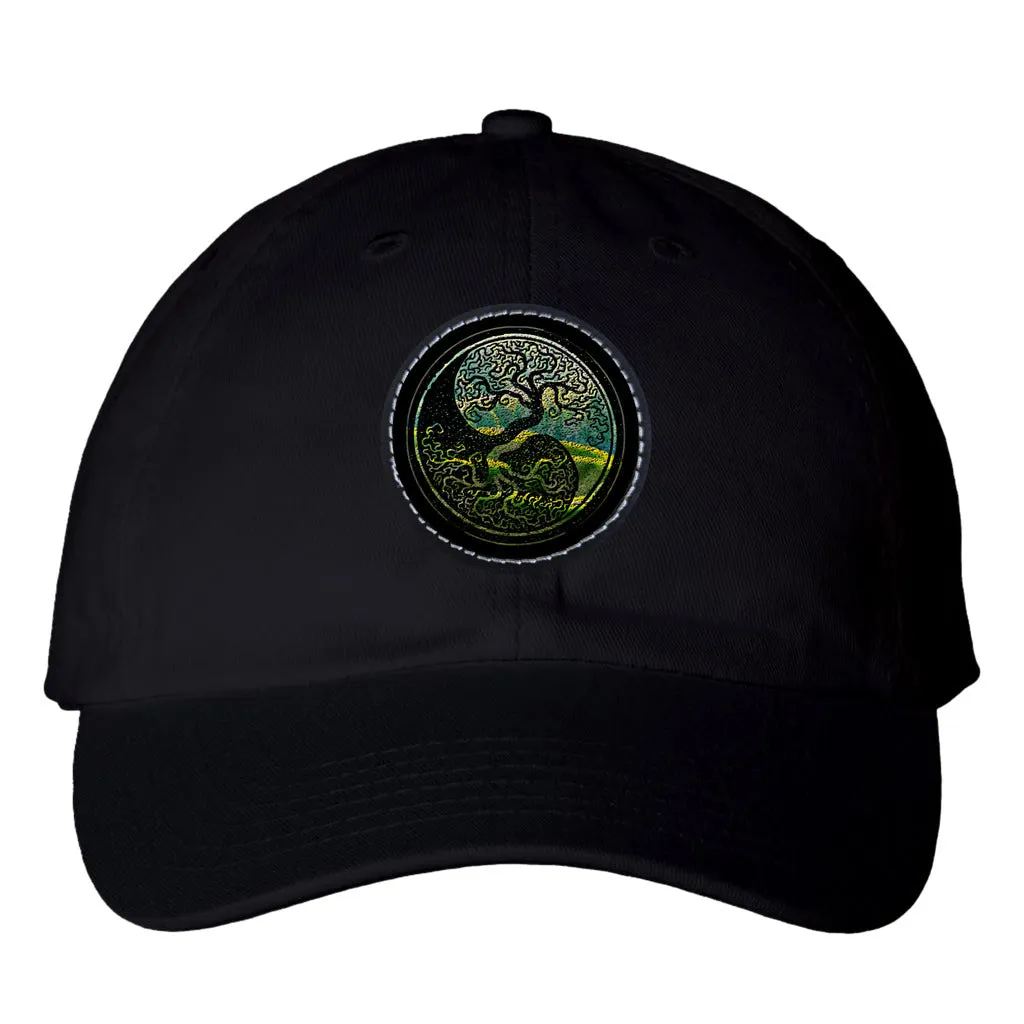 Tree of Life - As above, so below by KTJ Designer Valucap Bio-washed Classic Dad Hat with Round Leather Patch (3 colors)