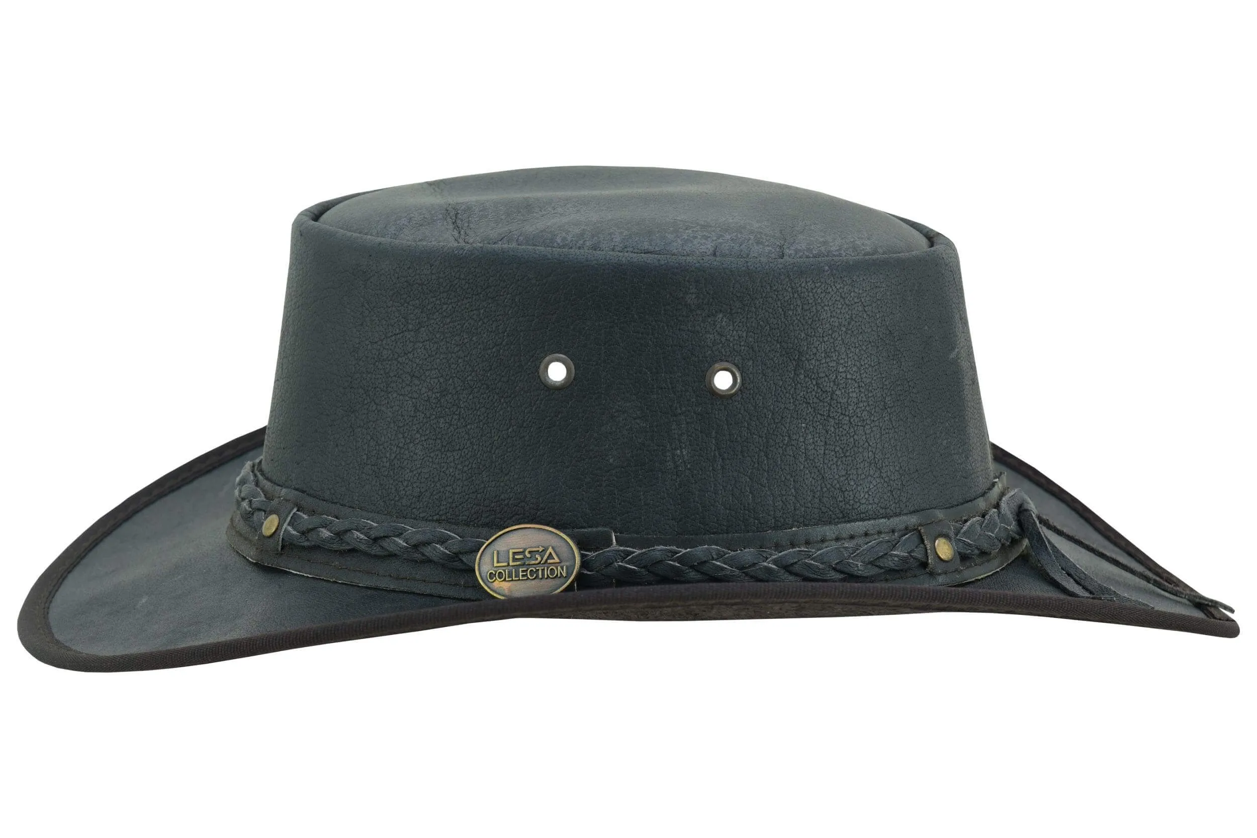 Trekker Leather Crushable  Outback Hat For Men and Women Fold Up