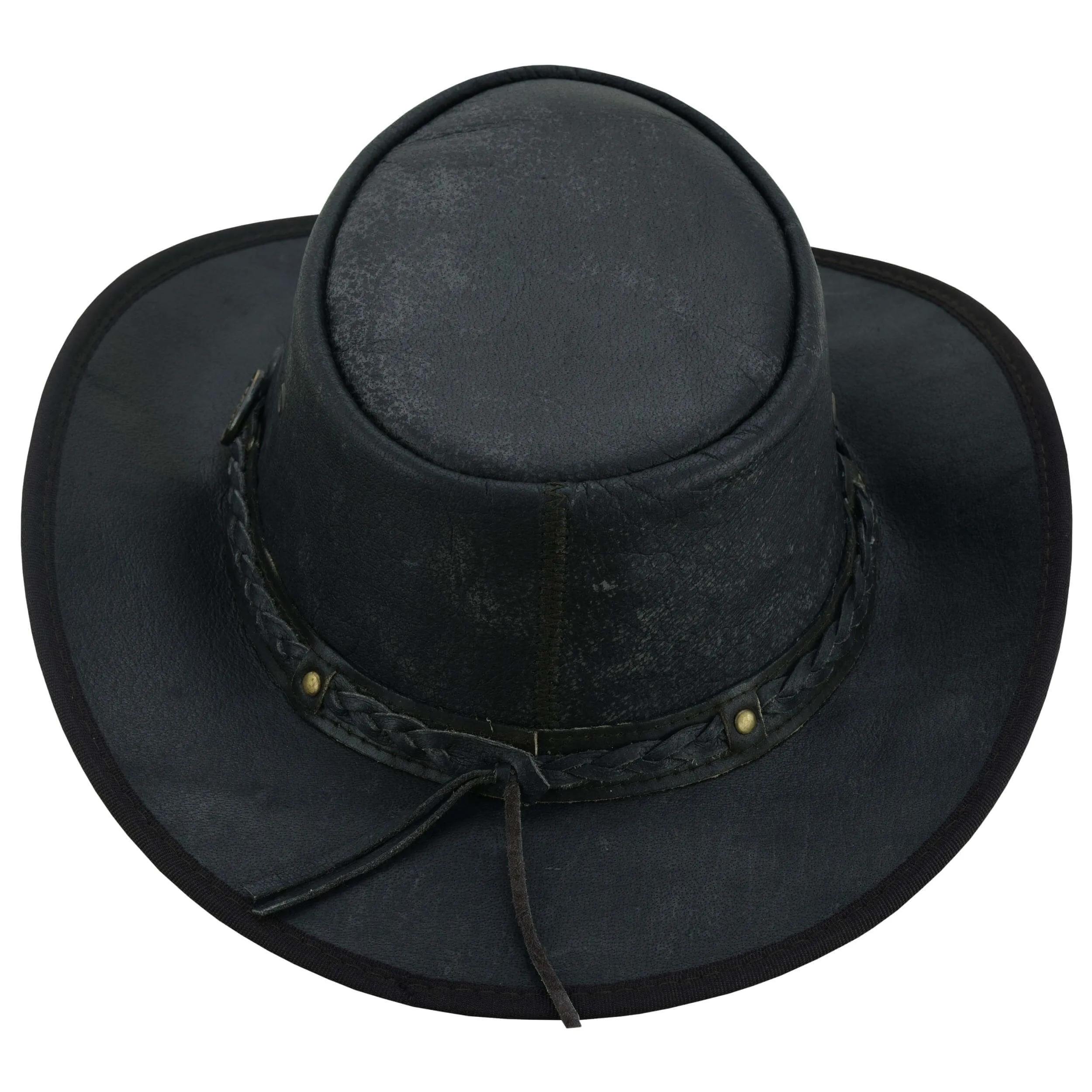 Trekker Leather Crushable  Outback Hat For Men and Women Fold Up
