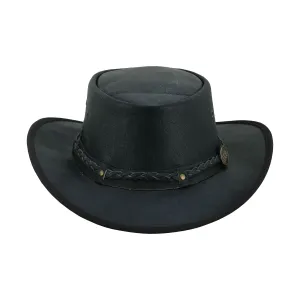 Trekker Leather Crushable  Outback Hat For Men and Women Fold Up