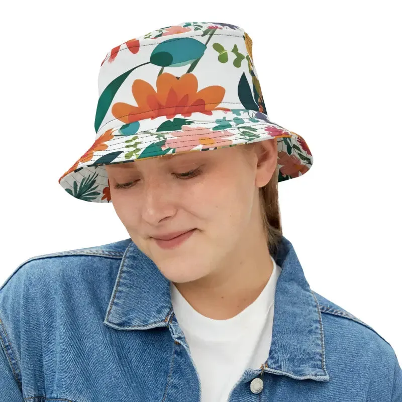 Trendy Floral Bucket Hat with Spring Flowers